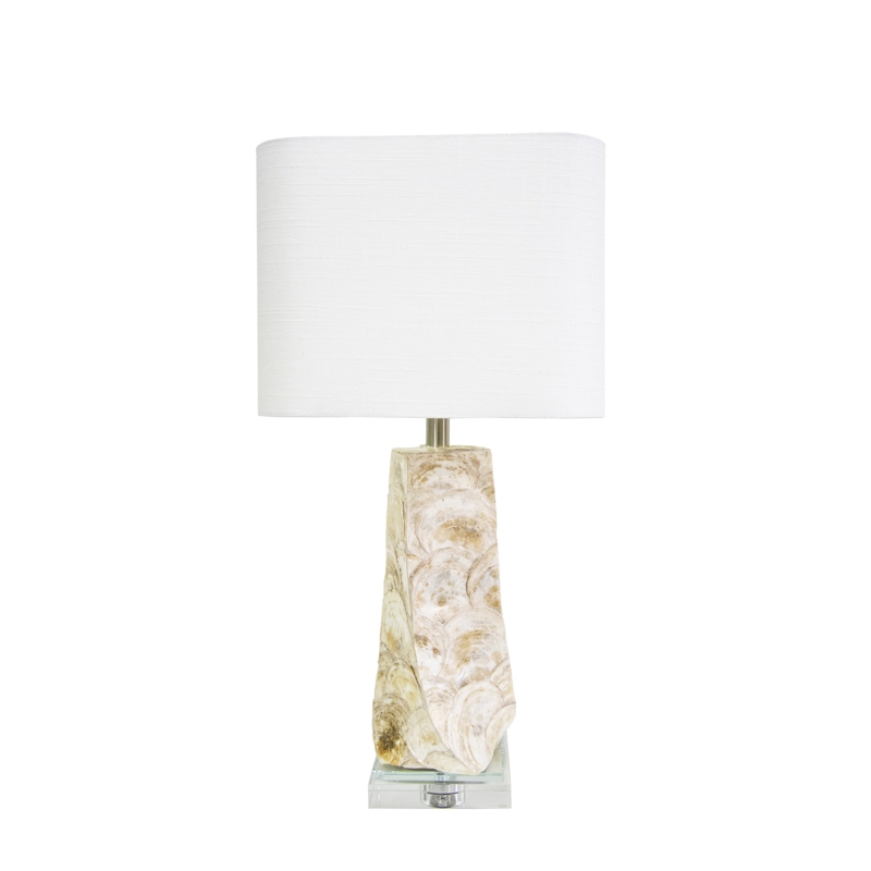 Del Mar 27" Tall Capiz Shell, Crystal, and Resin Table Lamp, Cream