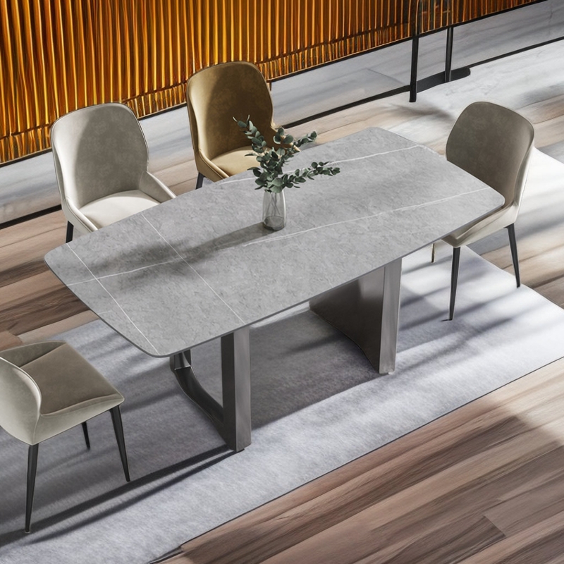 Dwyane Rectangular Oval Sintered Stone Dining Table