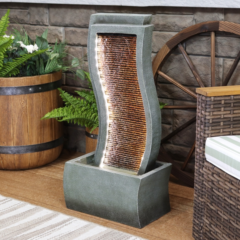 Ericka Outdoor Weather Resistant Floor Fountain with Light