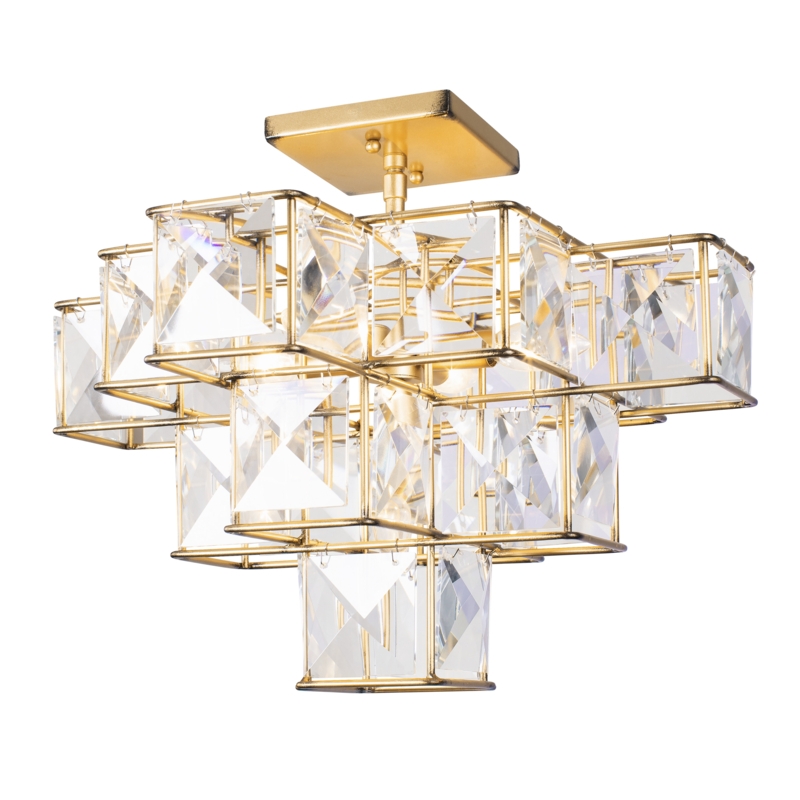 Faceted Crystal Panels Semi Flush Mount