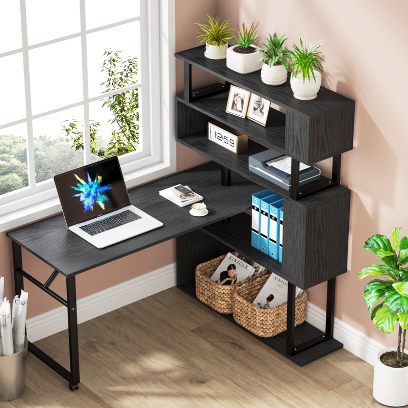 Gertruda L-Shaped Metal Base Computer Desk