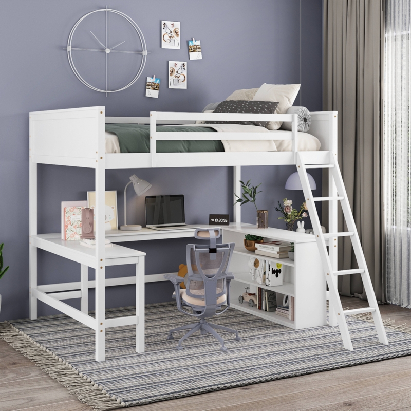 White Loft Beds With Desk | Foter