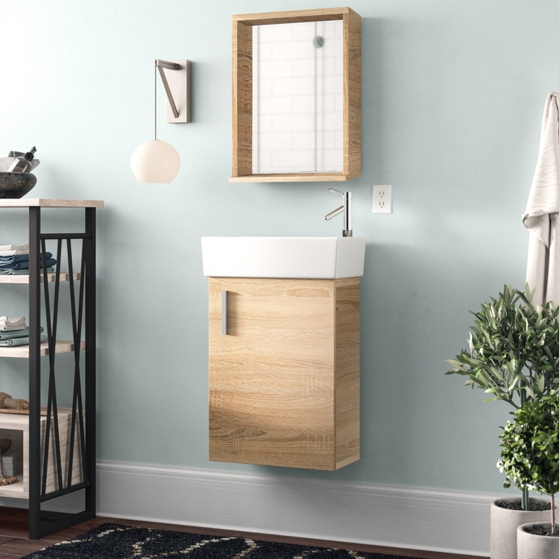Glassman 18'' Single Bathroom Vanity with Ceramic Top with Mirror