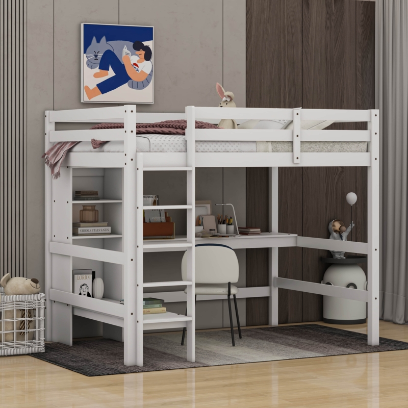 White Loft Beds With Desk | Foter