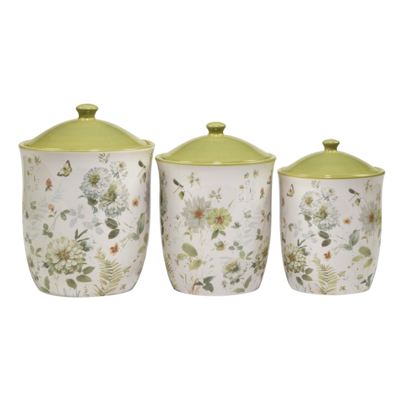 Green Fields Canister Set 3 Pc. 54, 72, 104 Oz.