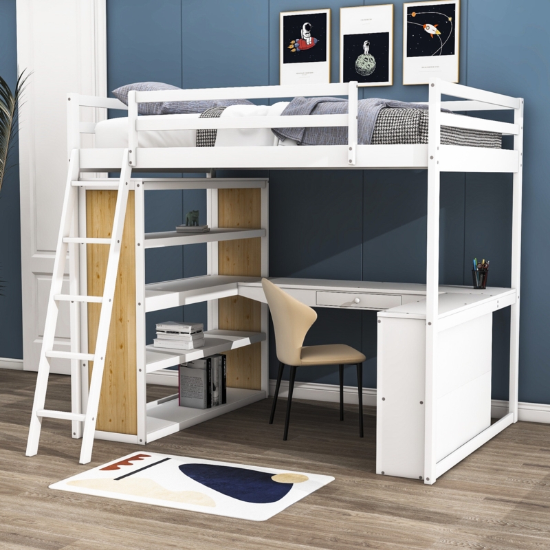 White Loft Beds With Desk 