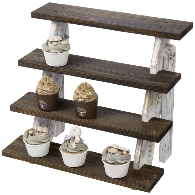 Haigen Two-Tone Burnt Brown Stair Dessert Stand