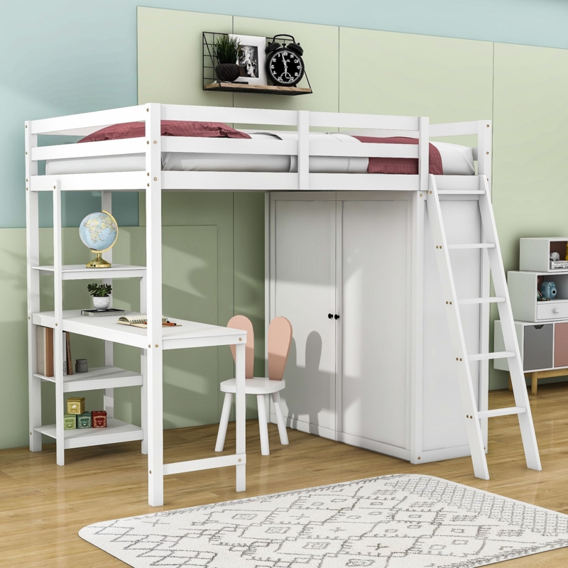 White Loft Beds With Desk | Foter