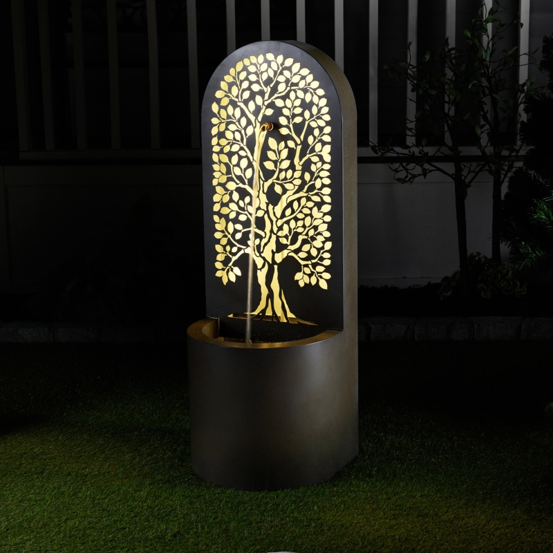 Hollow Carved Tree Fountain with LEDS