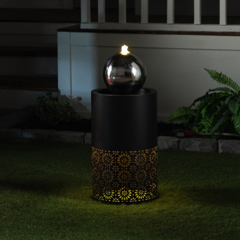 Hollow Pillar Fountain with Silver Ball
