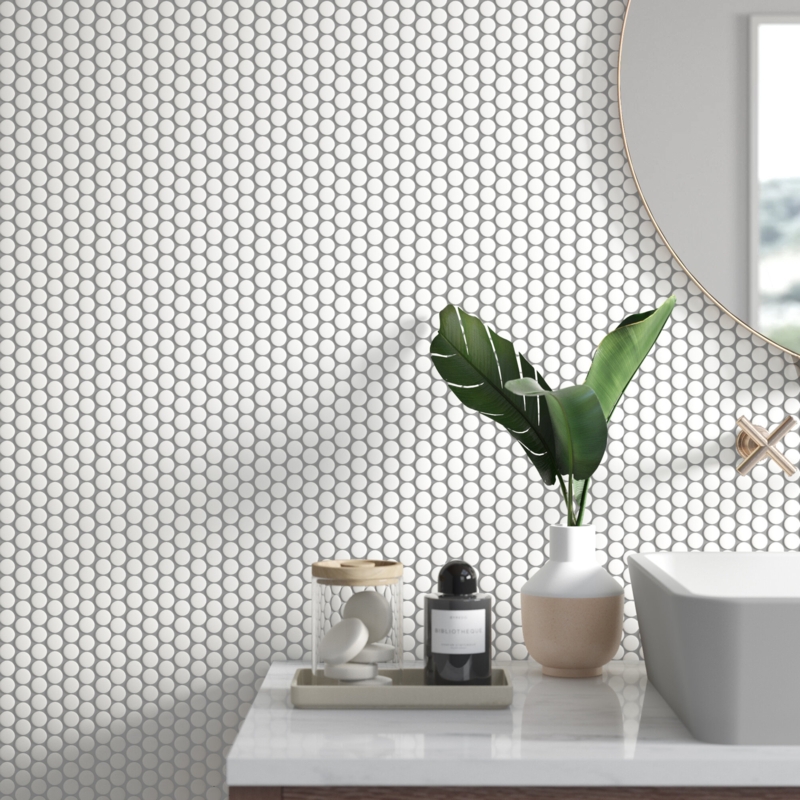 Hudson Penny Round 0.8" x 0.8" Porcelain Mosaic Wall & Floor Tile