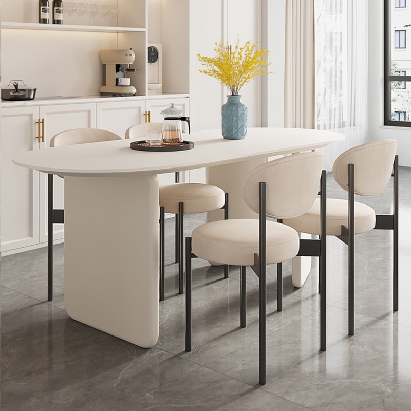 Libove Pedestal Modern Three-legged Wooden Dining Table