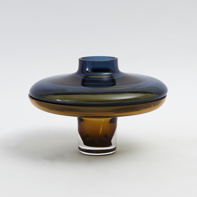 Low Amber Over Cobalt Vase