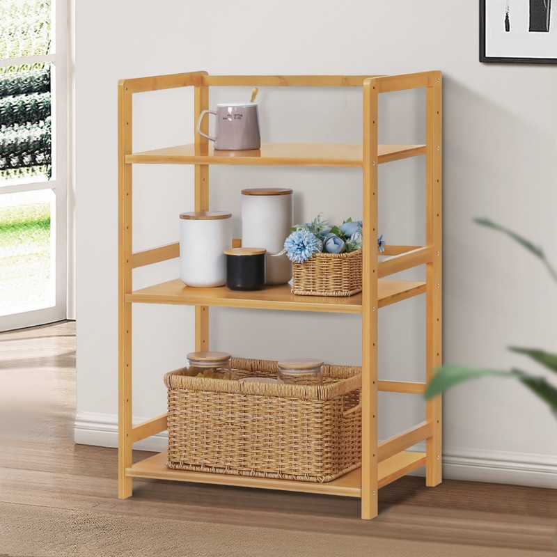 Multilayer Bamboo Wood Open Bookcase Bookshelf tagre