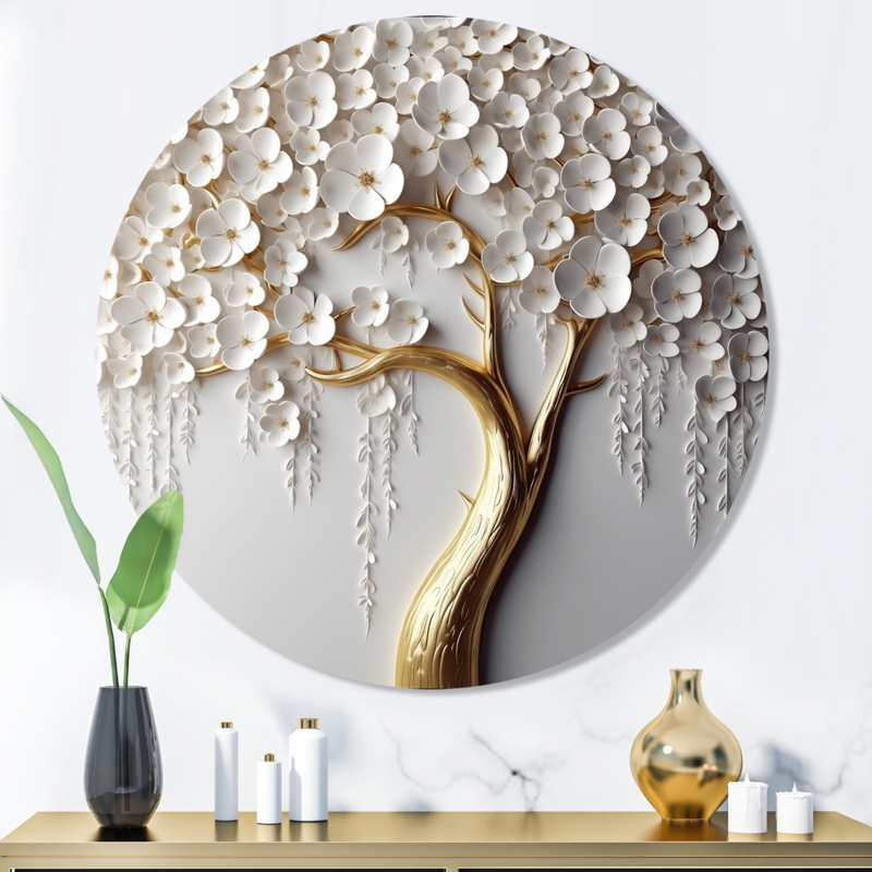 Norwell " White Orchid Tree Garden Of Branches II " on Metal