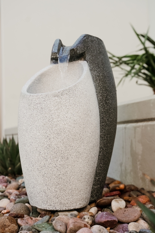 Penton 25" Tall Modern Floor Standing Waterfall Fountain with LED Lights and Auto Shut Off Pump for Garden