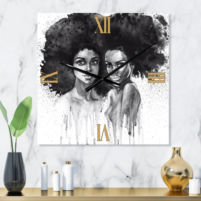 Portrait of African American Woman XI - Modern Wall Clock
