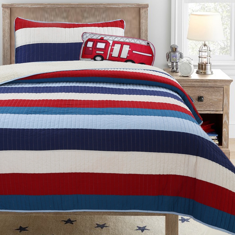 Ressler Cotton Striped Quilt Set