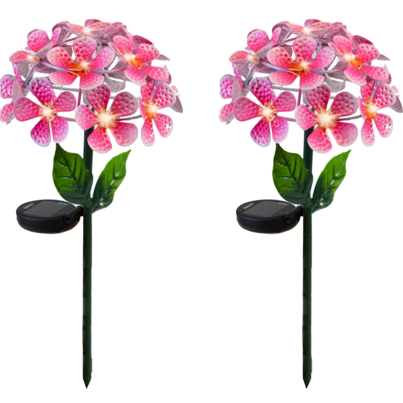 Solar Powered LED Metal Flower Garden Stake Light (Set of 2)