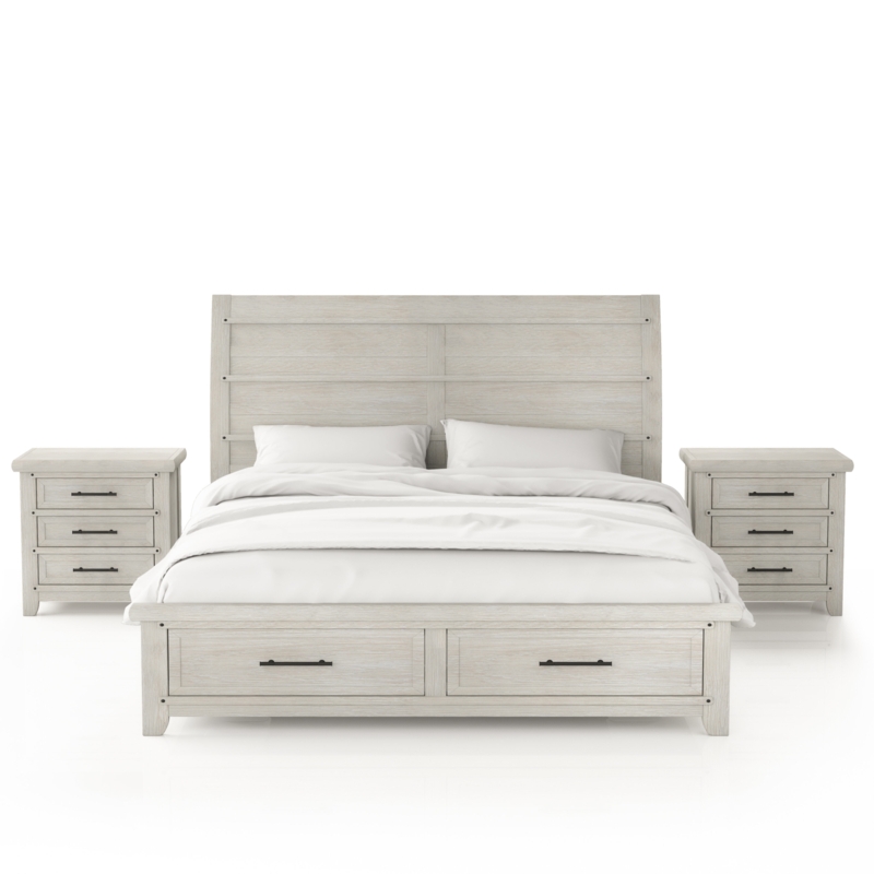 Solid Wood Platform 3 Piece Bedroom Set