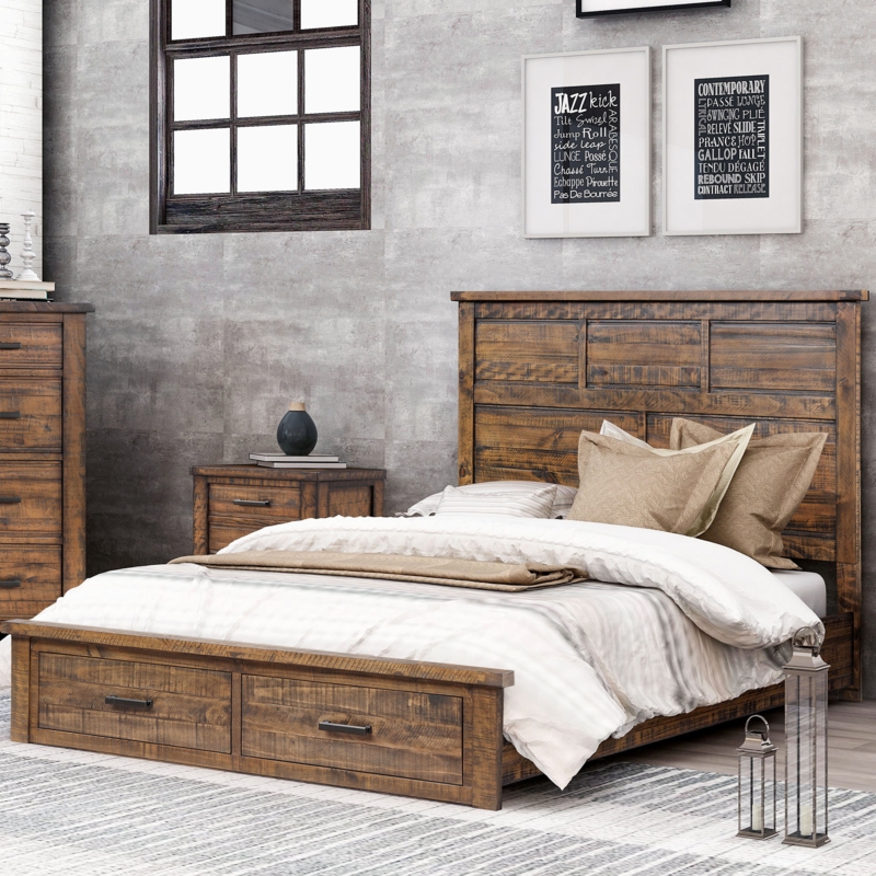 Solid Wood Platform Storage Bed