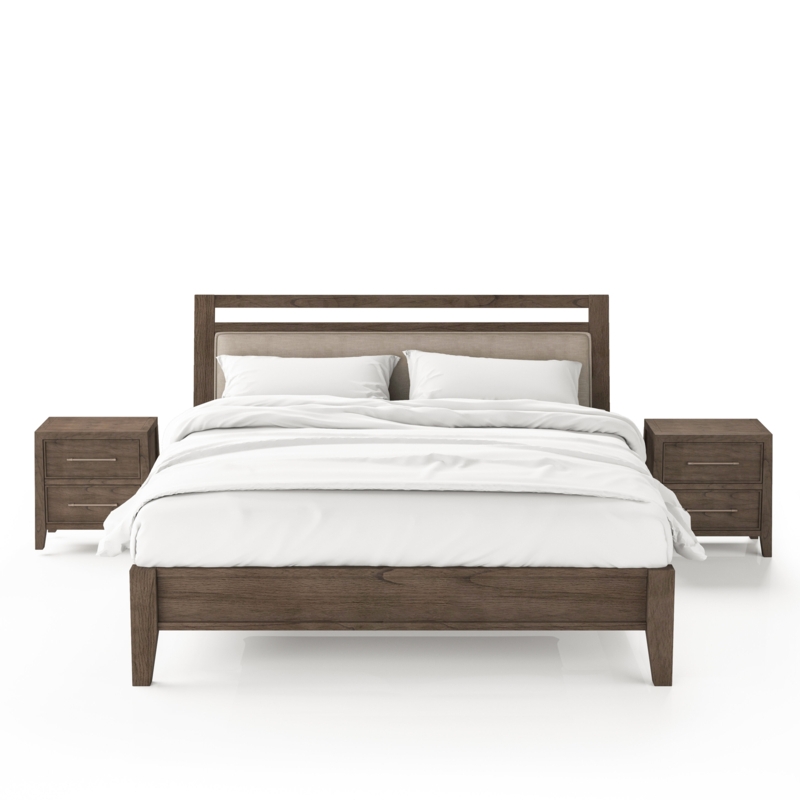 Solid Wood Upholstered  Platform 3 Piece Bedroom Set