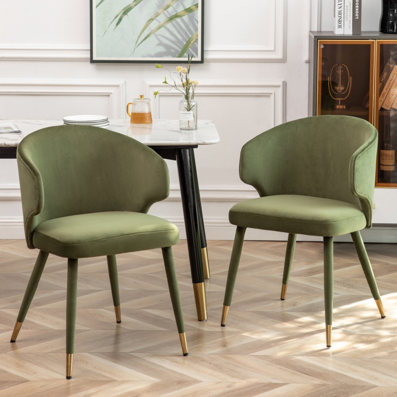 Sumiko Velvet Upholstered Dining Chair with Gold Trim