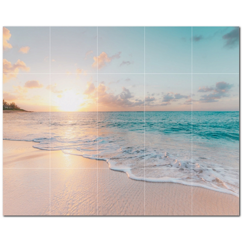 Sunset Photo 8'' x 8'' Satin Ceramic Decorative Mural