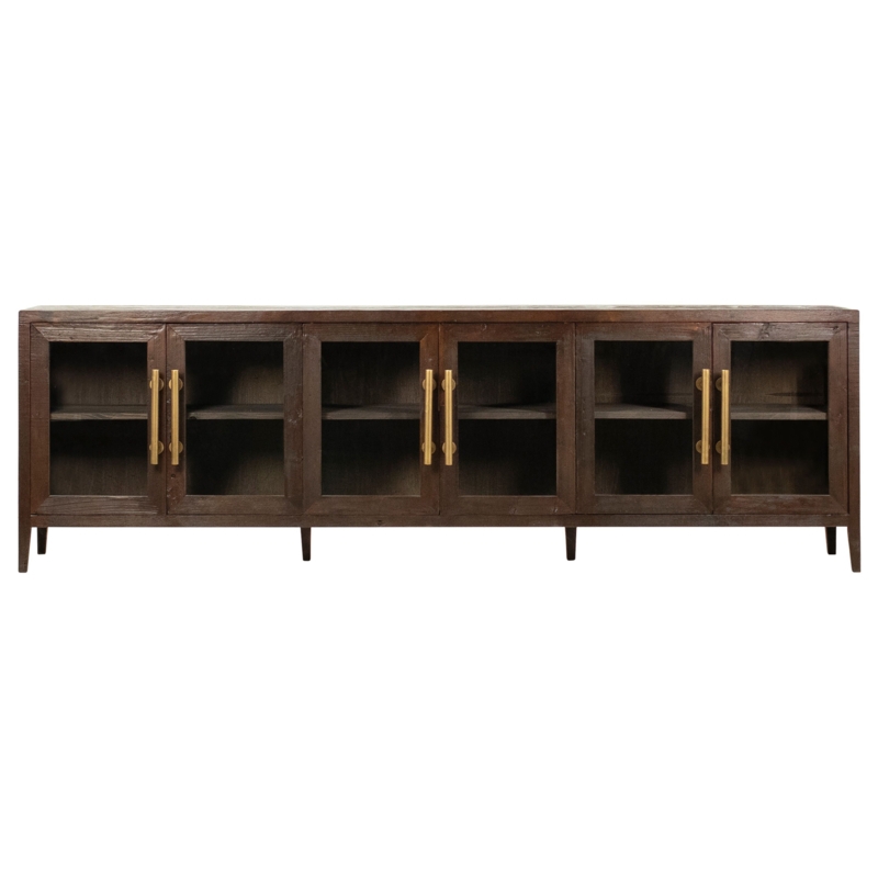 Toccoa Reclaimed Pine and Glass Door Sideboard with Bar Pull Hardware