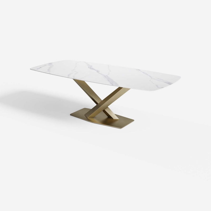 Tomea Stone Top Metal Base Dining Table