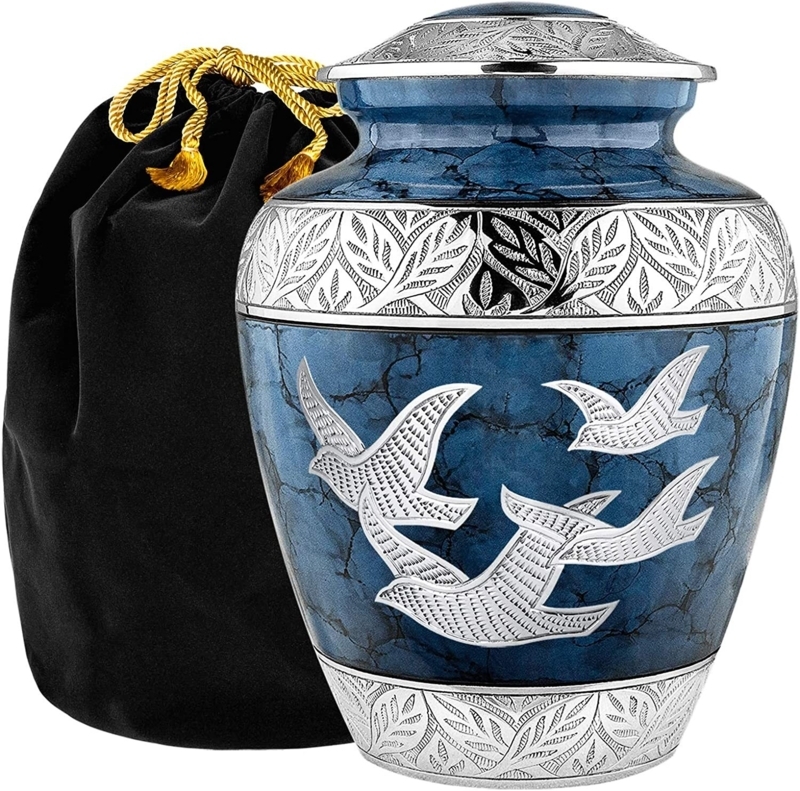 Trupoint Memorials Heavenly Peace Dark Blue Wings Of Love Large Cremation Urn For Human Ashes