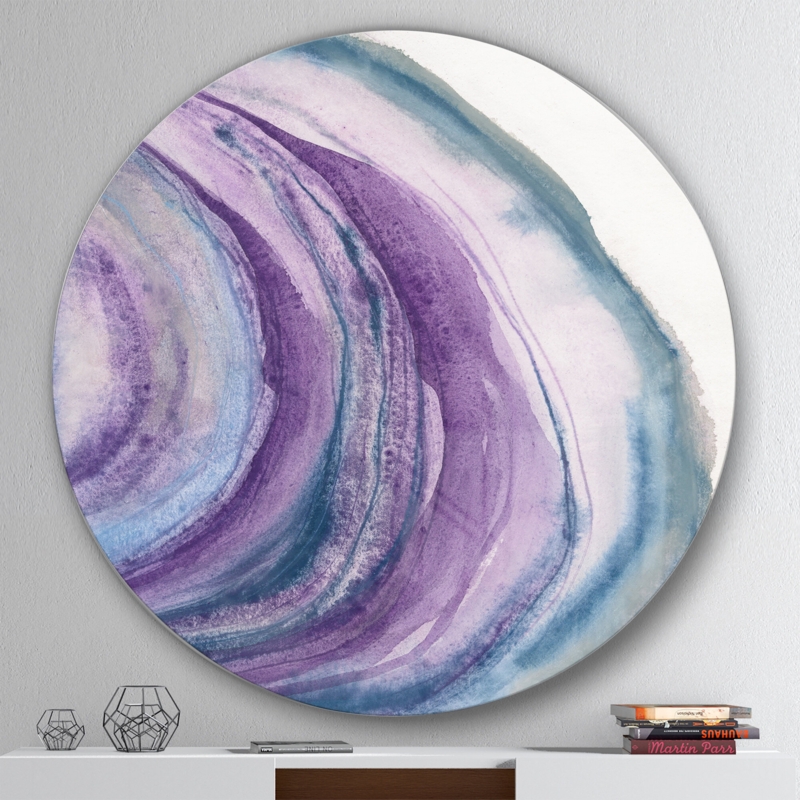 Watercolor Geode I - Painting Print Metal Circle Wall Art