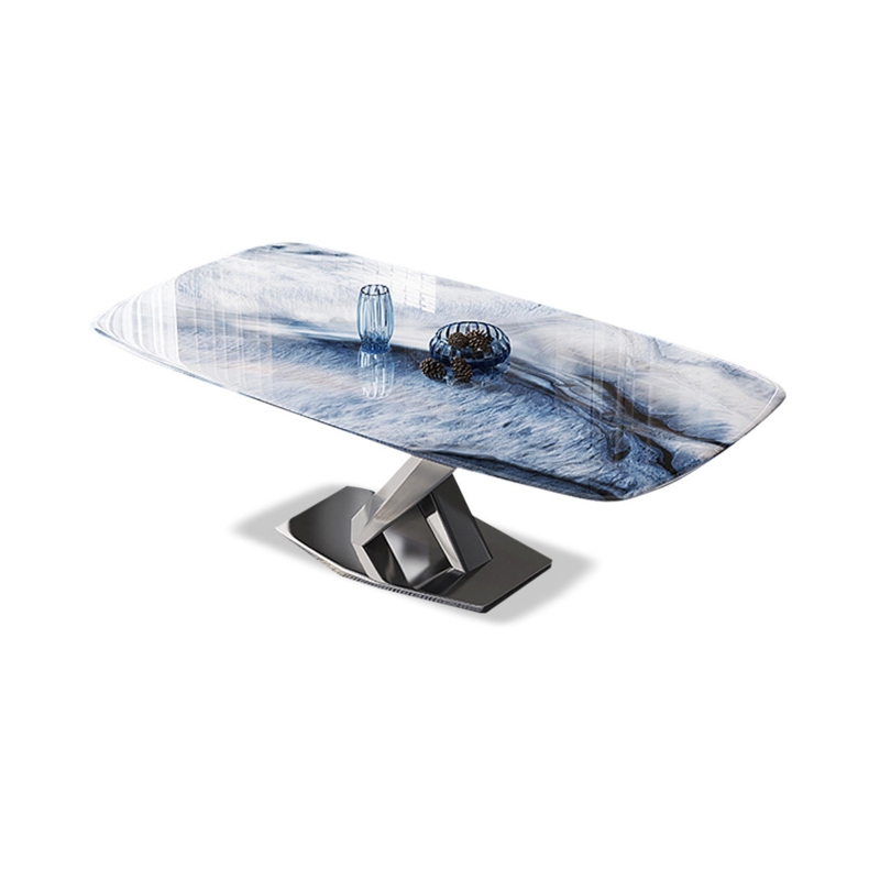 Yailene Stone Top Metal Base Dining Table