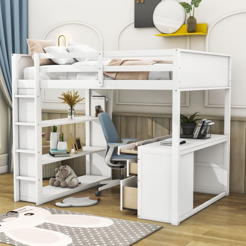 White Loft Beds With Desk | Foter