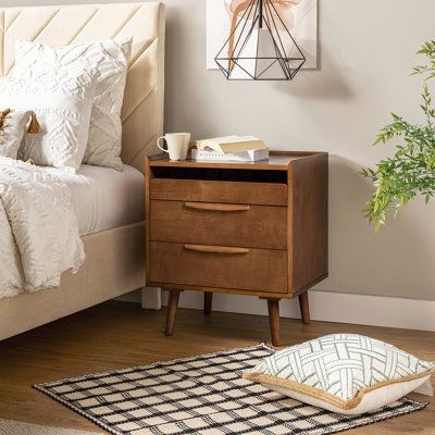 George Oliver Florrie 3 - Drawer Nightstand Brown, Wood | Wayfair Canada