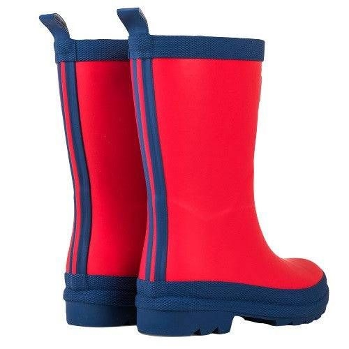 Hatley Girl's Red & Navy Matte Rain Boots - 3