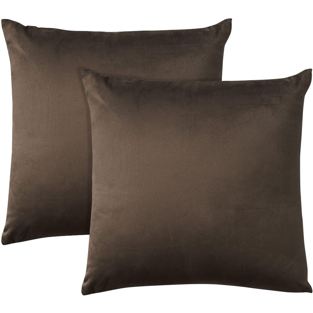 Mina Victory Sofia Velvet Lines 18" x 18" Set of 2 Indoor Throw Pillow Brown