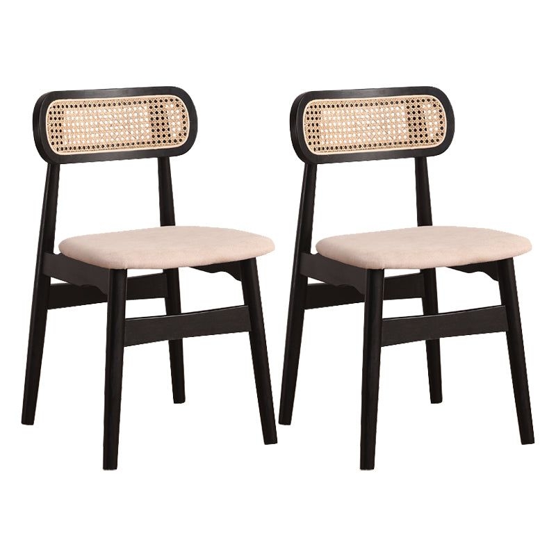 Modern Solid Rubberwood Dining Chair Open Back Kitchen Dining Chairs - Light Beige / 2 Piece Set