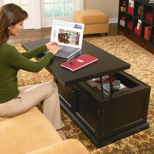 Adjustable Height Coffee Table with Storage and Lift Top