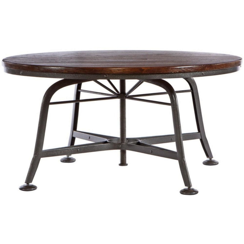 Adjustable Height Round Industrial Coffee Table