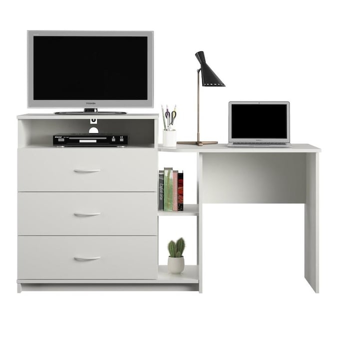 Ameriwood Home White 3-in-1 Media Dresser Desk Combo
