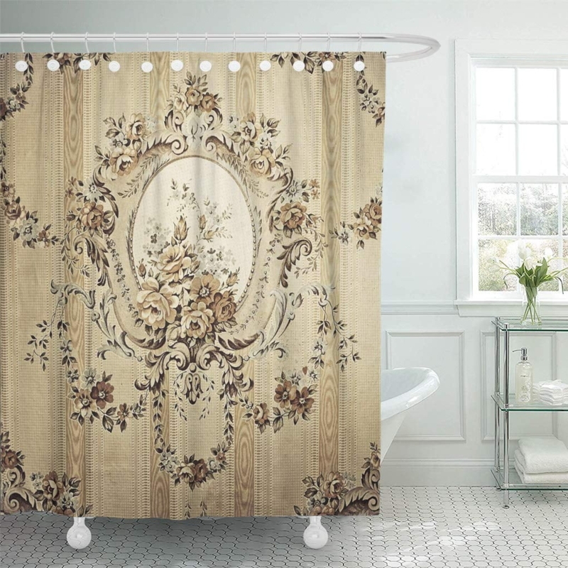 Baroque Floral Vintage Shower Curtain Bathroom Decor