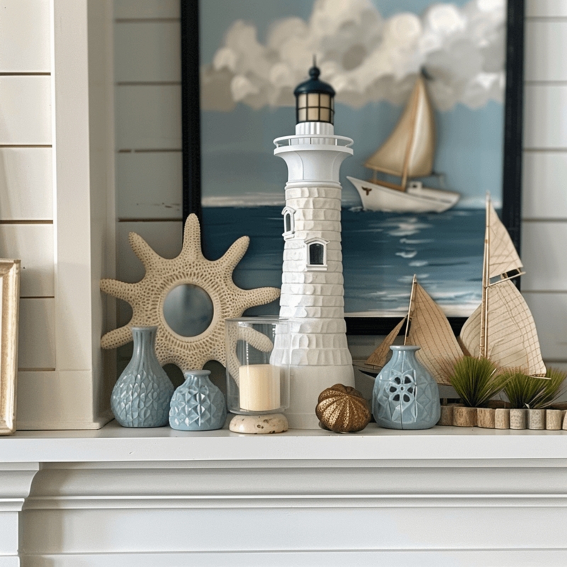 Coastal Lighthouse Decor with Nautical Accents