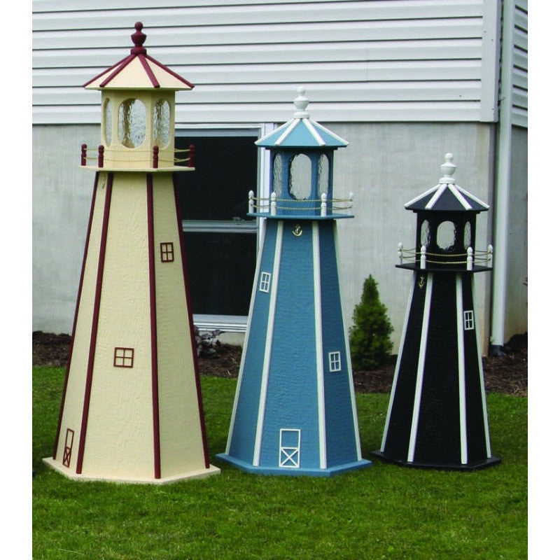 Colorful Custom Painted Wooden Yard Lighthouses