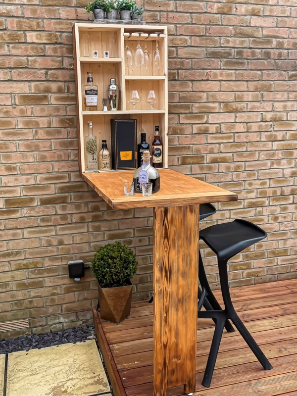 Compact Wooden Wall-Mounted Outdoor Garden Bar