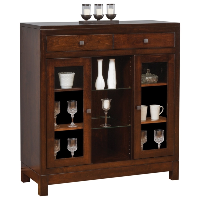 Contemporary Small Wooden China Cabinet with Glass Doors