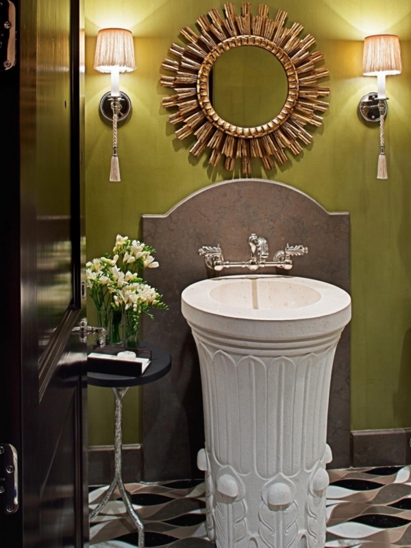 Elegant Sunburst Mirror Bathroom Design Ideas