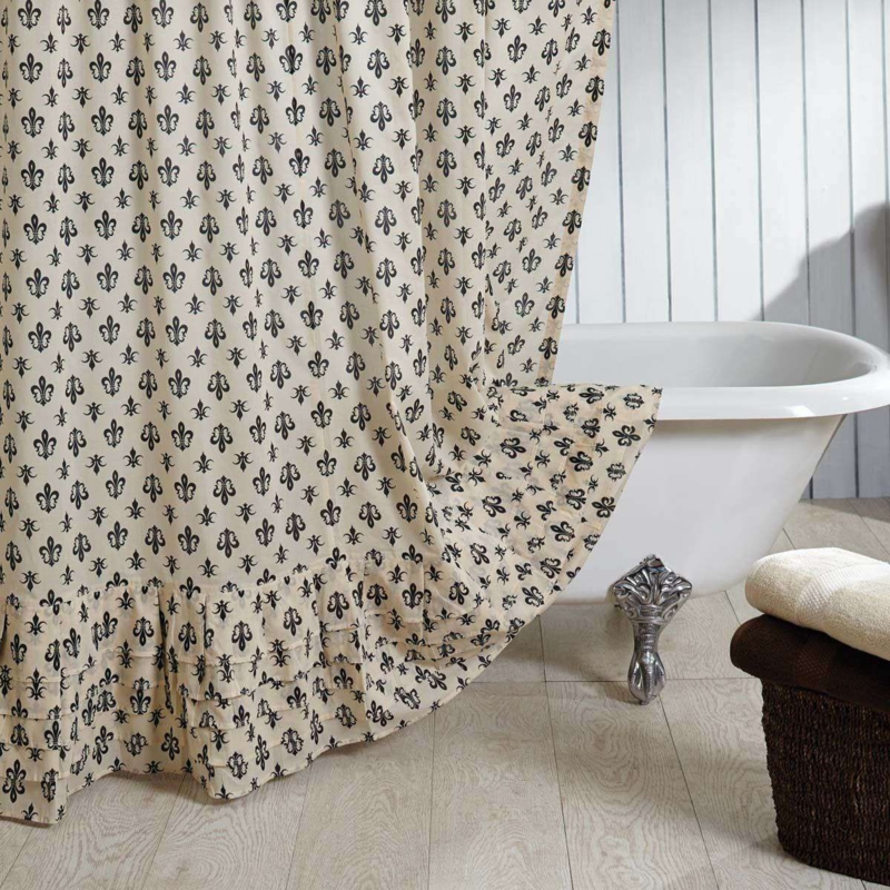 Elysee Ruffled Fleur-de-Lis Shower Curtain