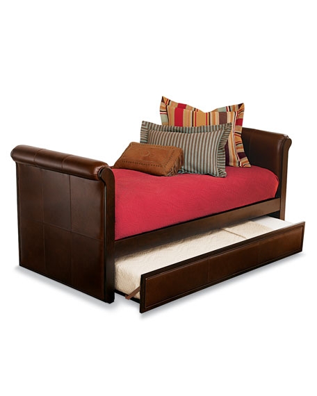 Ethan Brown Leather Daybed with Trundle Storage