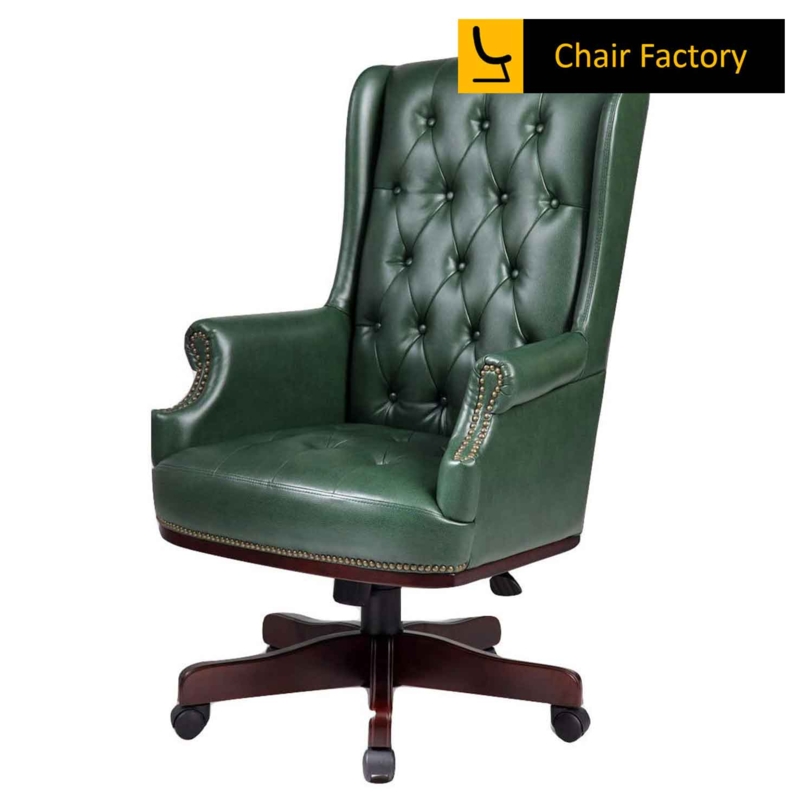 Governor High Back Bottle Green Leather Office Chair